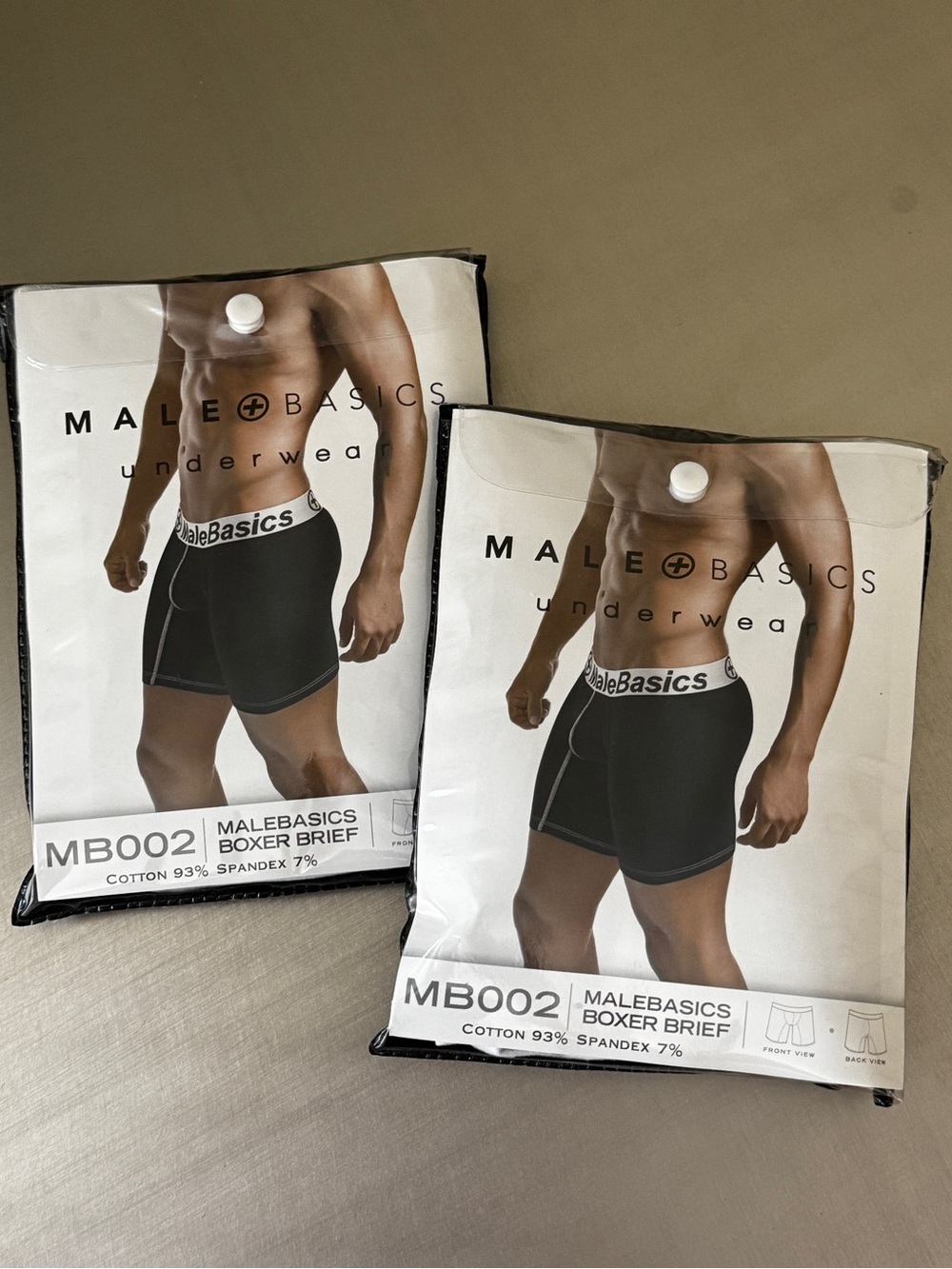 2 Pair WHITE Boxer Briefs XL Male Basics NWT! Silver Waistband $72 retail